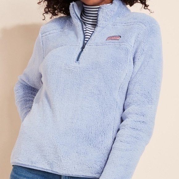 Vineyard Vines Plush Teddy Classic Shep Shirt Size Small NWOT IN Blue Fleece - Picture 1 of 10